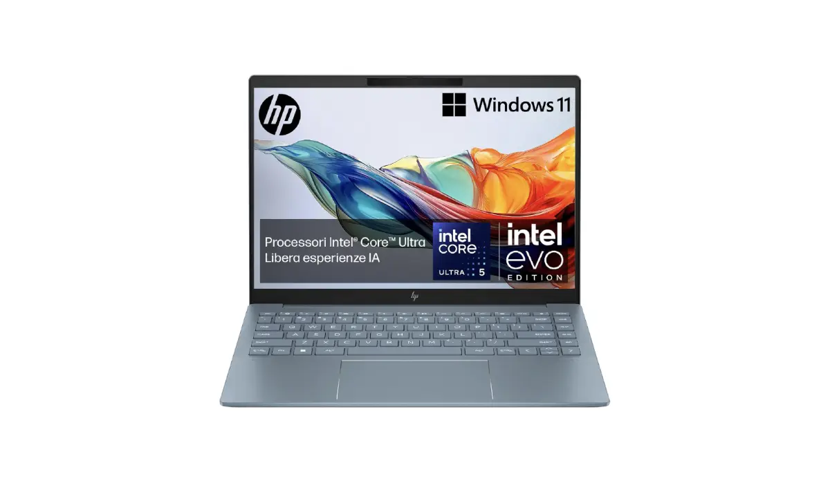 notebook hp, hp pavilion plus offerta, laptop intel i5, computer 16gb ram, display 2k 120hz, pc portatile azzurro, offerte amazon tech
