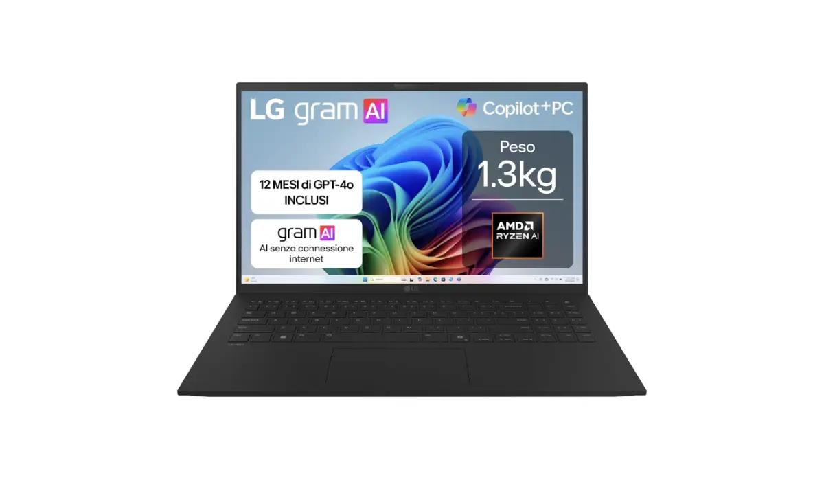 notebook lg, offerta notebook, laptop leggero, copilot pc, amd ryzen 7, portatile windows 11, sconto tech
