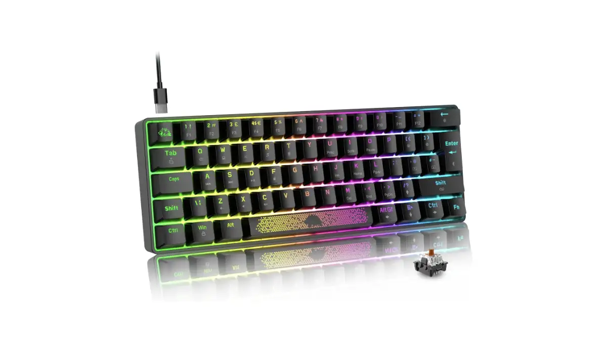 tastiera meccanica, tastiera rgb, tastiera gaming, tastiera compatta, retroilluminazione rgb, switch marrone, tastiera usb-c