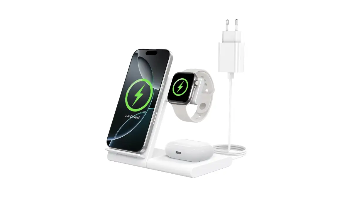 Sconto -22% su caricatore 3 in 1 WATOE per iPhone, Apple Watch e AirPods: ricarica rapida e compatta a 18,85€